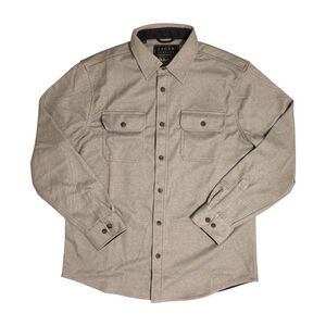 JACHS Men's Midweight Relaxed Fit Long Sleeve Button-Up Overshirt - Grey